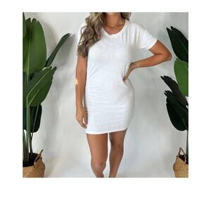Sundry shirred tee shirt dress in White Size 1/Small New with Tags